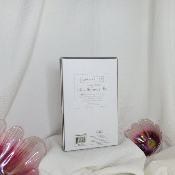 LAURA ASHLEY elegant 7 piece Wine Accessory set pink rose gold topper charms - Picture 4 of 5